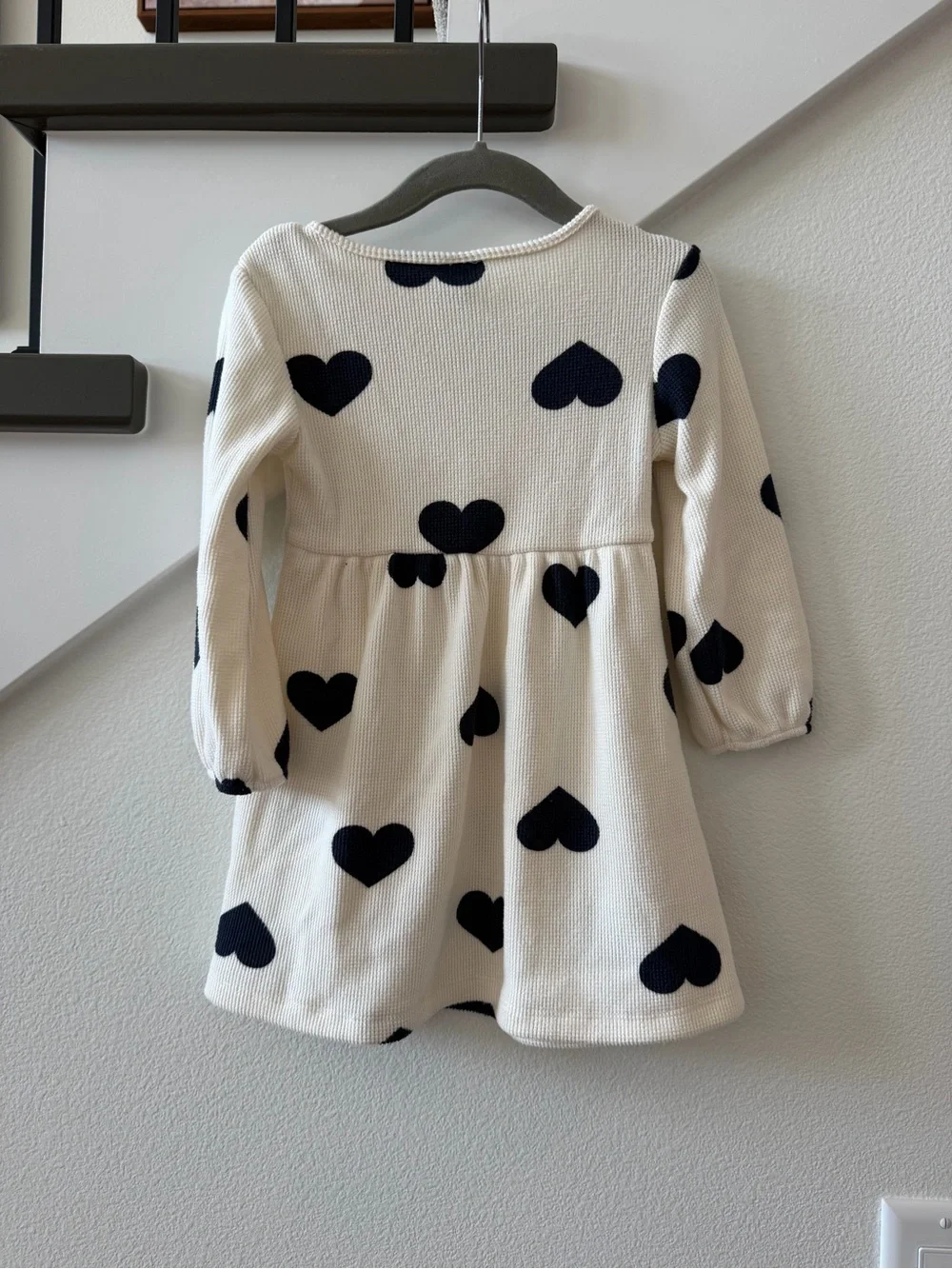 Old Navy Cream Dress with Navy Blue Hearts